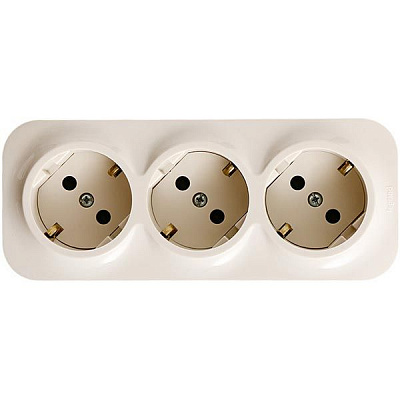 Розетка тройная с заземлением Legrand Quteo 3x2К+З со шторками кремовый 782248