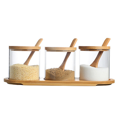 Набор для специй Fiora Nueces на подставке с ложками 30х9,5х10,5 см (LY-8020)