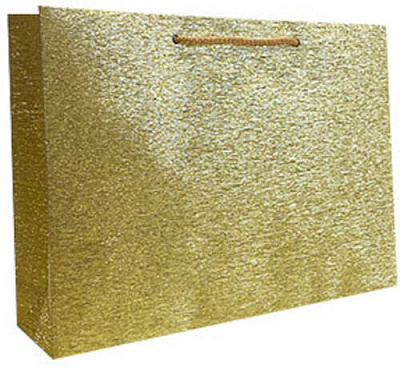 Пакет подарочный 24x34x9 см текстурный золотой