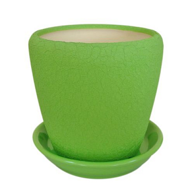 Горщик керамічний Оріана-Запоріжкераміка Грація №4 шовк круглий 1,2л лайм