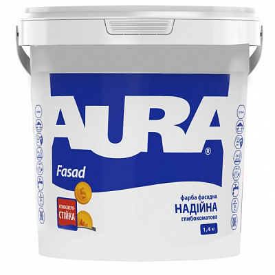 Краска фасадная акриловая водоэмульсионная Aura Fasad мат белая 1,4 кг