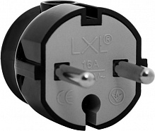 Вилка електрична кутова LXL із заземленням 220В 16А IP20 пластик чорний