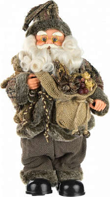 Декоративная фигура Дед Мороз с подарком и медвежонком 36 см 