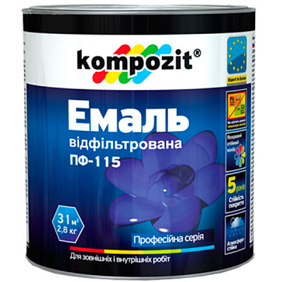 Емаль Kompozit алкідна ПФ-115 білий глянець 0,25кг