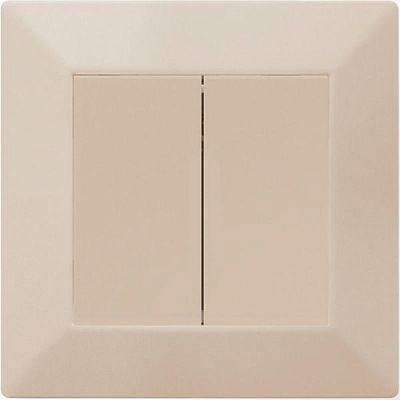 Вимикач двоклавішний HausMark Alta без підсвітки 10 А 220В кремовий SNG-SWP.SQ20MG2W1-CR
