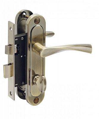 Замок врезной с ручками WC Paladii Corona 61.5-45-BK AB ПЗ109 61,5 мм бронзовый без петель