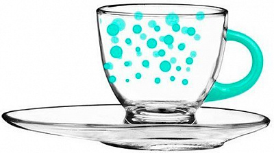 Чашка з блюдцем Blue Dots 230 мл 50-0406-02-7195-22 Glasmark