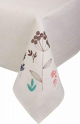 Скатерть с вышивкой 150x150 см бежевый Ярослав 