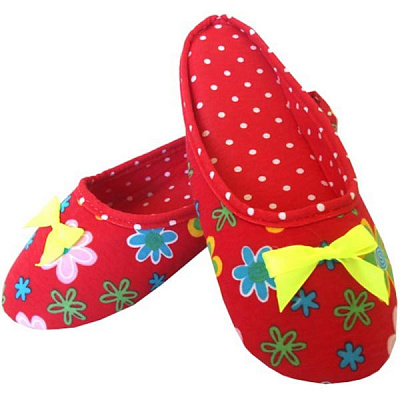 Обувь домашняя женская Twins Цветы-горох красные 36-40 р