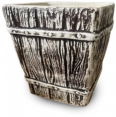 Горшок посадочный шамот Савва квадратный античный коричневый с белым 30 л Наша Кераміка