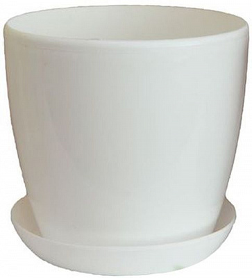 Горшок пластиковый Омела Омела Глянец 2,2 литра круглый 2,2л белый 