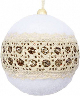 Куля пінопластова Березовий завиток 10 см білий/золотий