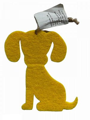 Прикраса новорічна Пес з фетру жовтий 10x7 см