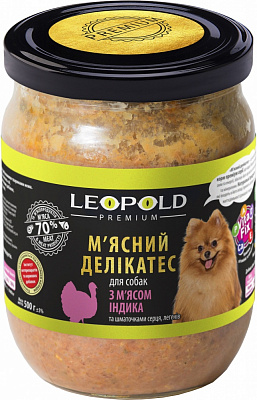 Корм вологий для усіх порід Леопольд Premium М'ясний делікатес з індичкою 500 г