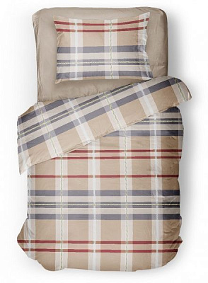 Комплект постельного белья Modern Check 1.5 бежевый с принтом La Nuit 