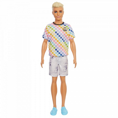 Лялька Barbie Кен Модник у клітчастій футболці