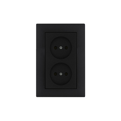 Розетка подвійна без заземлення Makel Rizz IP20 чорний матовий 88054017