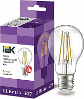 Лампа світлодіодна IEK FIL A60 11 Вт E27 3000 К 220 В прозора 