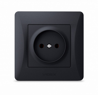 Розетка без заземлення Videx Binera IP20 чорний графіт VF-BNSK1-BG