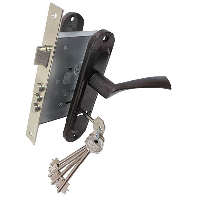 Замок врізний з ручками Bruno BR-55 сувальдний 55 мм коричневий