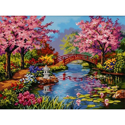 Картина стразами Квітучі сакури 40x50 см на підрамнику 954112 Santi