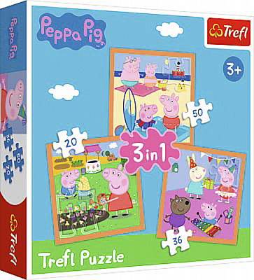 Пазлы Trefl 3 в 1 Свинка Пепа. Изобретательная Пепа 34852