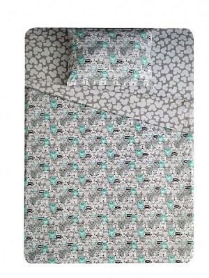 Комплект постельного белья Стильные коты 2,0 бело-черно-серый UP! (Underprice) 