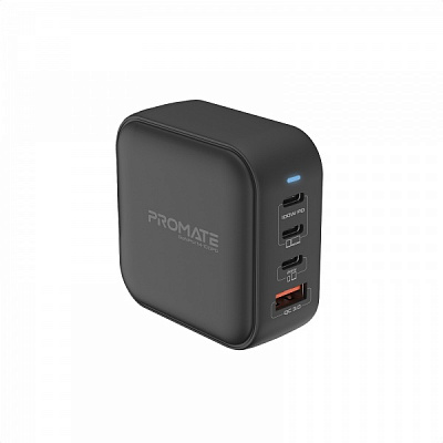 Сетевое зарядное устройство Promate GaNPort4-100PD 100 Вт 3хUSB-C+USB-A Black 