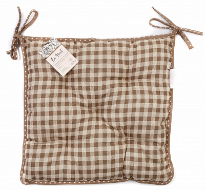 Подушка на стілець Lucy 40х40 см бежевий клітинка з мереживом La Nuit