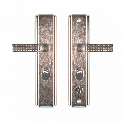 Ручка на планці Bruno для китайських дверей циліндровий 68 мм нікель