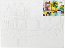 Полотно Етюд на картоні з контуром Міста Амстердам 30х40 бавовна акрил 4820149889948