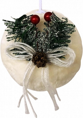 Шар новогодний пушистый с рябиной 15 см SDA101610W бежевый