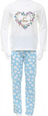 Пижама для девочек Danaya р.134 белый/голубой B19-121 