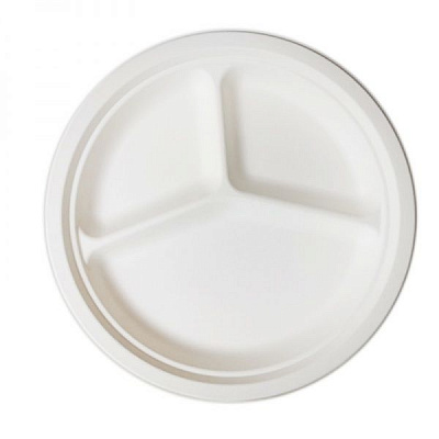 Тарелки одноразовые Eco party 3 секции 25 см SPR-103 50 шт.