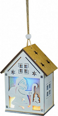 Прикраса новорічна Будиночок з янголом 6,5 см різнокольоровий 1220331