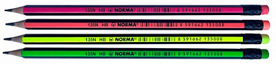Карандаш графитный с ластиком 135N в ассортименте NORMA