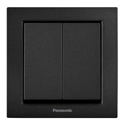 Выключатель двухклавишный Panasonic Karre Plus 55 без подсветки черный WDTC90092BL-UA1