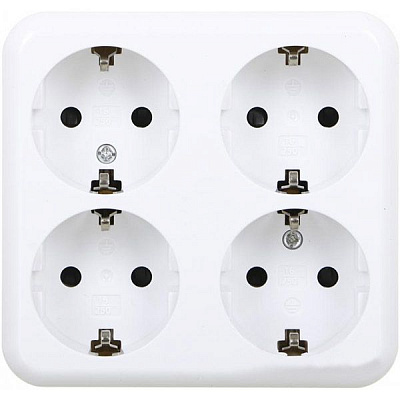 Розетка четверная с заземлением Expert Power белый HSN-H3A20G4WG-WH