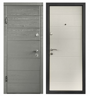 Дверь входная Министерство дверей Оптима 202 Микс дуб грифель / дуб пломбир горизонт 2050x960 мм левая