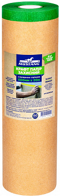 Папір захисний із малярною стрічкою Mustang Крафт 500 мм x 20 м