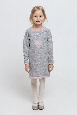 Туніка для дівчаток ART KNIT Серце р.110-116 сірий із рожевим