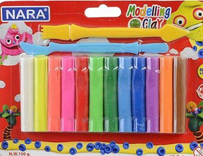 Пластилін 12 кольорів 2 стеки NARA