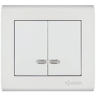 Выключатель двухклавишный Makel Manolya с подсветкой 10 А 250В белый 41001023
