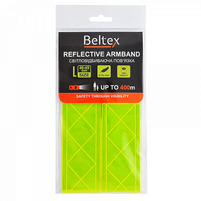 Повязка нарукавная светоотражающая Beltex L-size 40-45 см желтая
