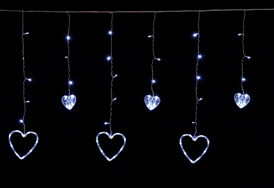 Електрогірлянда-штора Серця світлодіодна (LED) 138 ламп 2,5 м (QC6002)