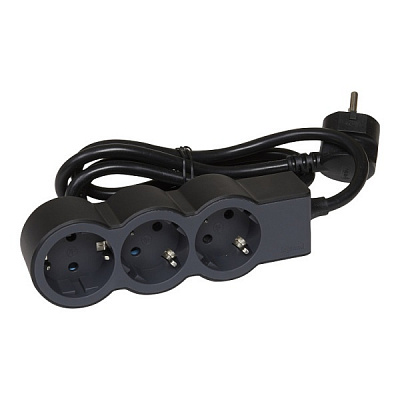 Подовжувач Legrand стандарт 3х2К+З із заземленням 3 гн. чорний 3 м 694560