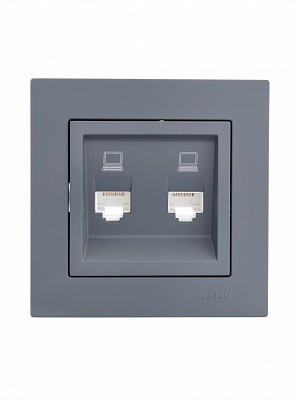 Розетка компьютерная двойная Lezard Vesna шефилд грей 742-3488-141