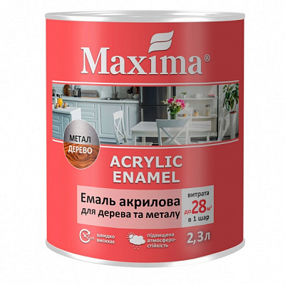 Акваэмаль Maxima акриловая для дерева и металла антрацит шелковистый мат 2,3л