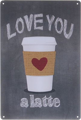 Табличка жерстяна друкована Love you 30x20 см різнокольоровий