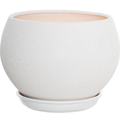 Горшок керамический Ориана-Запорожкерамика Шар шелк круглый 4,1л белый 